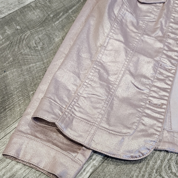 Chico's Women's Size 1 Metallic Pink Button-Up Utility Jacket - Picture 11 of 12